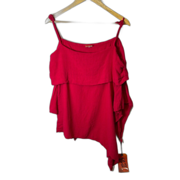 Oh My Gauze! Red Asymmetrical Blouse - Picture 2 of 15